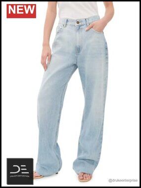 Lioness Sloane Jeans High Rise Loose Fit 100% Cotton Mid-Width Denim Button Fly